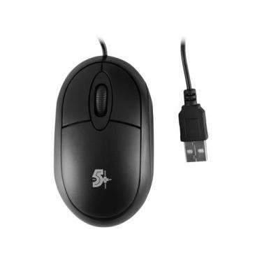 Imagem de Mouse Óptico Usb 5+ Office Ergonômico Plug And Play 1000dpi, Preto
