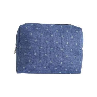 Imagem de Necessaire Box Pop Poá Azul - Ideal para Organização - uatt