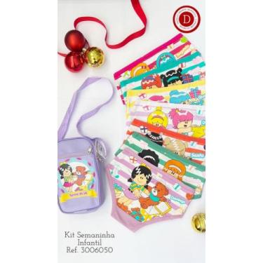 Imagem de Kit 7 Calcinhas Semaninha infantil Diamantes Lingerie TAM P