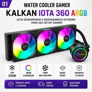 Imagem de Water Cooler Gamer Kalkan Iota 360mm ARGB Preto Intel LGA1700 AM5 TDP 
