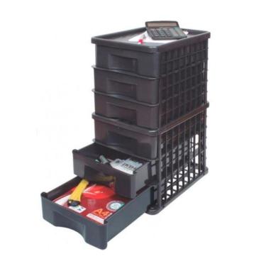 Imagem de Gaveteiro Plástico com 6 Gavetas Preto GV39 São Bernardo