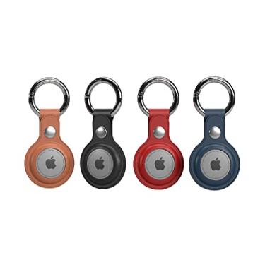 Imagem de TALK WORKS Compatível com capa Airtag da Apple – Pacote com 4 de couro