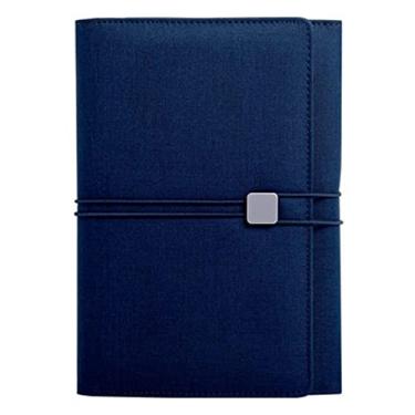 Imagem de Caderno de negócios A5 Diários Bloco de notas de reunião com caneta gel porta-cartões à prova d'água e anti-incrustante, azul escuro, A5