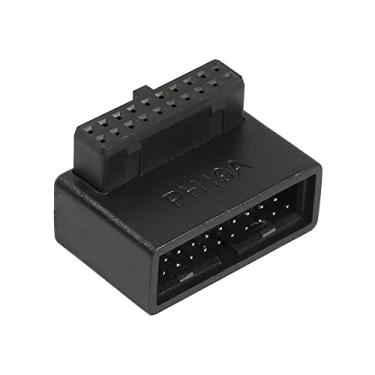 Imagem de QIANRENON Adaptador USB 3.0 19/20 pinos 90 graus macho para fêmea soquete de ângulo direito para placa mãe de mesa conector interno angular (PH19A)