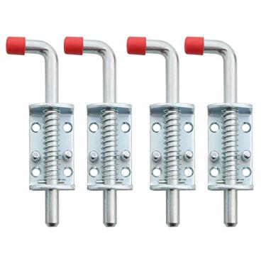 Imagem de Pacote com 4 travas de metal com parafuso de trava de mola com trava de trava de 16 cm de comprimento com aderência resistente para garagem de reboque de porta de haste de portão (pacote com 4)