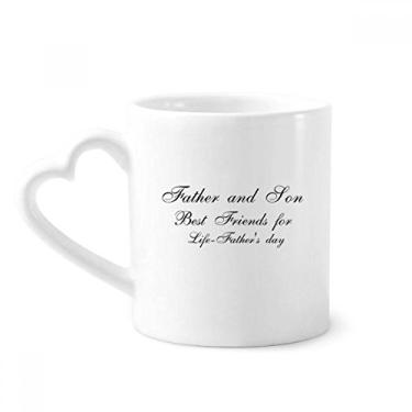 Imagem de Caneca de cerâmica para café com citação de pai e filho, copo de coração de vidro