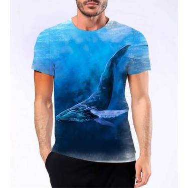 Imagem de Camisa Camiseta Baleia Azul Animal Mamífero Marinho Maior 2 - Estilo K
