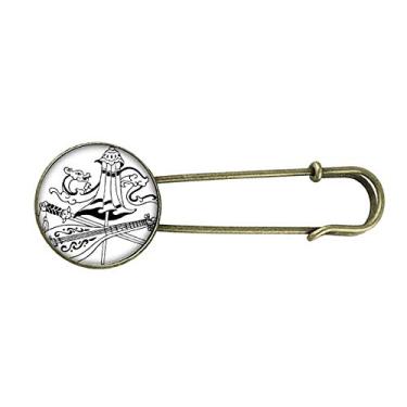 Imagem de Broche de metal retrô com espada de guarda-chuva chinês, desenho de dragão