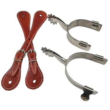 Imagem de Kit Quarto De Milha Espora + Correia De Couro Legitimo de Inox Oferta (havana)