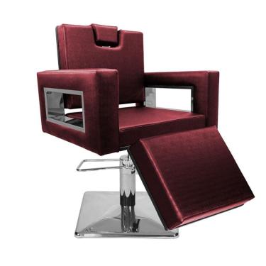Imagem de Cadeira Poltrona de Cabeleireiro Moderna Inox Ap Bordô