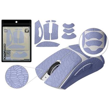 Imagem de TALONGAMES Fita antiderrapante para mouse de aperto, compatível com Razer DeathAdder V3 Pro Gaming Mouse Skins, padrão de ondas, resistente ao suor, corte para ajustar, fácil de aplicar (azul)
