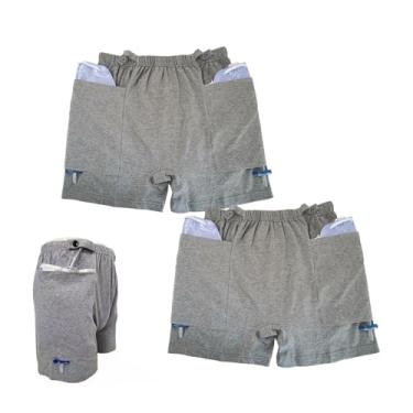 Imagem de YingXue 2 peças de shorts de estoma pós-operatório para bolsa de nefrostomia e bolsa de perna de cateter, confortável, lavável na máquina, Cinza, XGG
