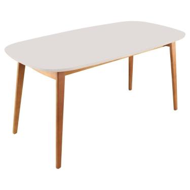 Imagem de Mesa 160x80cm MDF Laqueado com Vidro Laqueado Ceci Yescasa Naturalissimo/Laca Off White/Vd Off White