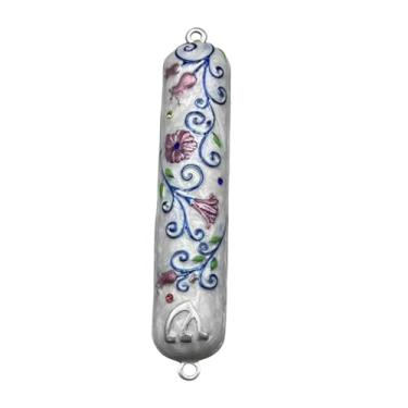 Imagem de Ioensy Porta mezuzah mezuzah placa messiânica mezuzah presente de inauguração bênção decoração de casa, decoração de casa externa, artesanato de metal, estilo B