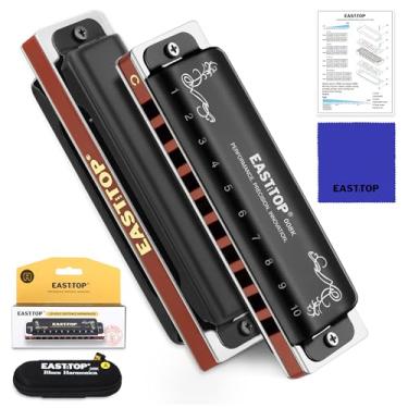 Imagem de East top Gaita A, Blues Atualizada Deluxe Harmonica A Key 10 Furos 20 Tons Blues Harpa Diatonic Mouth Organ, Gaita para Adultos, Profissionais, Iniciantes e Estudantes como presente