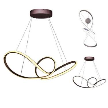 Imagem de Lustre Pendente Aneis Infinito Arco 3 em 1 Led 49W Luminaria Ambiente 