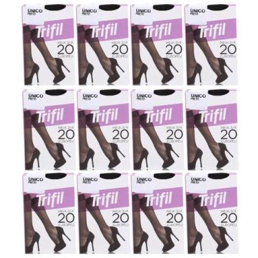 Imagem de Kit 12 Meia Fina 3/4 Europeu Fio 20 Preta - Trifil