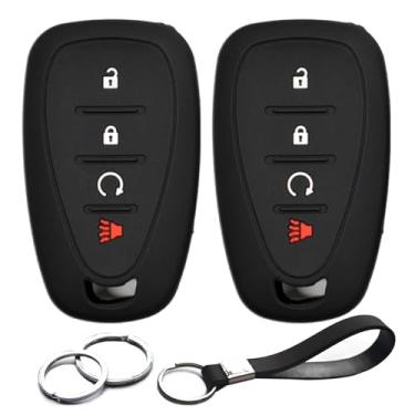 Imagem de INFIPAR 2 peças compatíveis com Chevrolet Chevy Bolt EV Cruze Trax Volt Equinox Sonic Traverse Smart 4 botões Silicone FOB Key Case Cover Protector Keyless Remote Holder