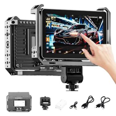 Imagem de VILTROX Monitor de câmera DC-X3 com gaiola de equipamento, kit de monitor de campo de câmera IPS Touchscreen de 6 polegadas 4K HDMI 3G-SDI in/out 2000 nits com para-sol, 3D lut, forma de onda,