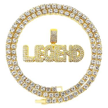 Imagem de HH BLING EMPIRE Correntes com pingente gelado para homens, prata, ouro, diamante, letra, nome para meninos, hip hop, cabra, joias de rapper, presentes, Zinco, strass crítico