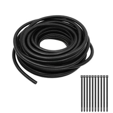 Imagem de Tubo elétrico flexível fechado de 8 mm x 11,6 mm - capas protetoras de cabos elétricos de 5 m, conduíte flexível de fio automotivo, capa de plástico com fecho de correr.
