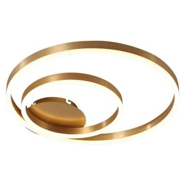 Imagem de Paflon Orbita Lustre Subrepor Dourado Luxo 50cm Moderno Led 2 Aneis Decoraçao Sala De Estar Quarto L