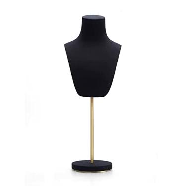 Imagem de Porta-joias Expositor de colar de veludo, suporte de exibição de busto de joias com pingente de colar, suporte de manequim de joias e expositores para colar Organizador de estande de joias(Preto)