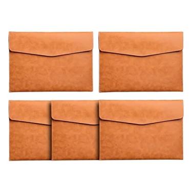 Imagem de Pastas de Arquivo Saco de arquivo comercial de papel A4 Saco de documentos de couro engrossado Botão de pressão Organizador de contas de contrato Premium Pasta de grande capacidade (pacote com 5) Orga