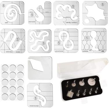 Imagem de YICBOR 10 peças Free Motion acolchoado modelo série 5 + 9 peças haste baixa acolchoado conjunto de pé + 1 pacote antiderrapante régua, 30/pacote