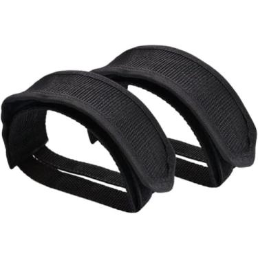 Imagem de Pacote com 2 correias pretas para pedais de bicicleta, correias de pedal de ciclismo de engrenagem fixa com pedais de bicicleta com design de feixe