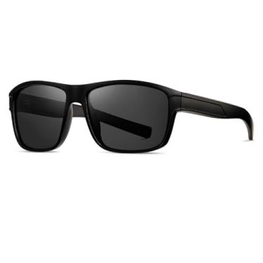 Imagem de VFDHN Óculos de sol polarizados femininos UV400 masculinos com armação de PC para motocross e áreas externas (preto fosco e cinza)