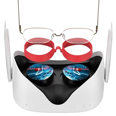 Imagem de SUPERUS Protetor de lente compatível com Oculus/Meta Quest 2, espaçador de óculos – Acessórios antirriscos VR para evitar que seus óculos arranhem as lentes VR (vermelho)