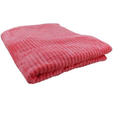 Imagem de Cobertor Canelado 100% Poliéster Com Forro Em Lã Sintética Tamanho (1,80 X 2,00m) Rosa Pink