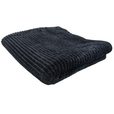 Imagem de Cobertor Canelado 100% Poliéster Com Forro Em Lã Sintética Tamanho (1,80 X 2,00m) Preto