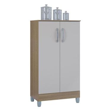 Imagem de Armário Multiuso 2 Portas Pequeno Castanho Off White - Poquema