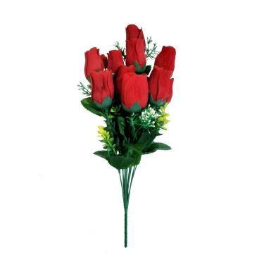Imagem de Flor Rosa Botão Aveludado Artificial Vermelha 41 Cm - D\'rossi
