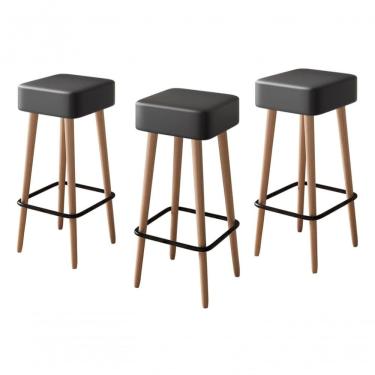 Imagem de Kit 3 Banquetas Banco Alta Luxo Para Area Gourmet Cozinha Bar Balcao Bistro Courino Preto Eli Móveis E Decoração