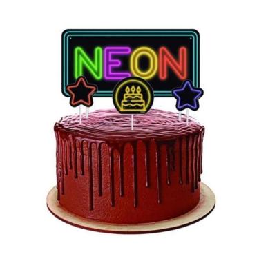 Imagem de Topper Para Bolo Neon - 4 Unidades
