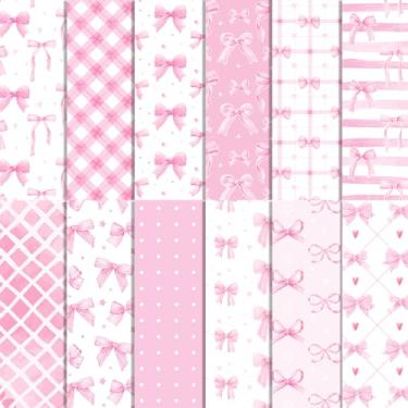 Imagem de 24 folhas de papel de scrapbook com laço, 29 x 29 cm, almofada de estampa de laços, estampa de lagostins, papel de dupla face, para laço, scrapbooking, plano de fundo, cartolina, origami, faça você