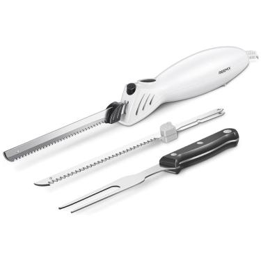 Imagem de Faca Elétrica Reemix Z3042 para Entalhar Carnes, Aves, Pães, Artesanato em Espuma e Mais, 2 Lâminas para Carnes e Pães, Garfo Incluso -