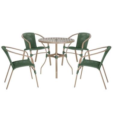 Imagem de 04 Cadeiras Floripa E Mesa Roma 100cm Fendi Trama Original Verde