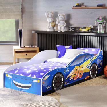 Imagem de Cama Infantil Carro Com Grade Proteção Azul
