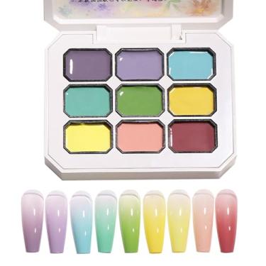 Imagem de Tinta De Unhas Em Gel,Esmalte Resistente a Manchas com 9 Cores - Paleta Ferramenta Modelagem Para Mulheres Iniciantes Salão Casa
