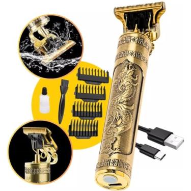 Imagem de Máquina de cortar cabelo Dragão Profissional, kit aparador acabamento sem fio, Barba, Pezinho, Recarregável, 4 pentes óleo e escovinha.