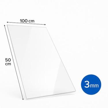 Imagem de Placa Chapa De Acrilico Transparente Cristal 100X50 Cm 3mm - Capa Cert