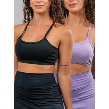 Imagem de KIT2 Top Alça Fina Fitness Nadador sem Bojo Liso Sutiã para ValorizarT
