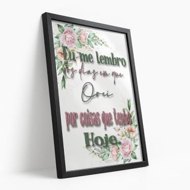 Imagem de Quadro Decorativo Orei e Hoje Tenho Com Moldura Fé Gratidão Cristão Frase Floral Deus Esperança Motivação Pastel Família Amor Fé Religiosa