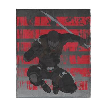 Imagem de G.I. Joe Snake Eyes Attacks Silk Touch Throw, 127 x 152 cm – Cobertor de lã oficial com desenho Hasbro, roupa de cama retrô ultramacia para cama ou sofá