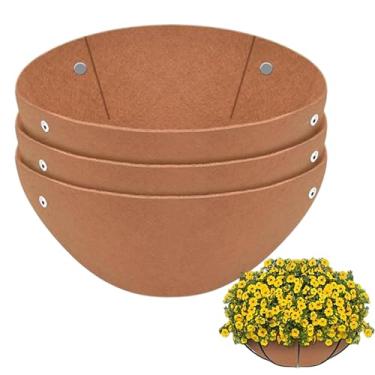 Imagem de Forros De Cesta Para Flores - 3 Peças Preenchimento em Feltro para Jardineiras - Forros De Cesta Redondos Com Drenagem Para Vaso De Flores, Interior E Exterior, Plantador, Tapete Para Répteis, Jardim
