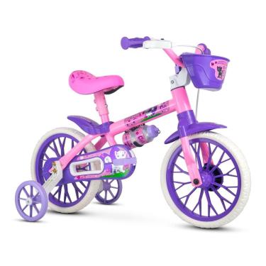 Imagem de Bicicleta Infantil Aro 12 Nathor Cat Roxo com Rodas de Treinamento